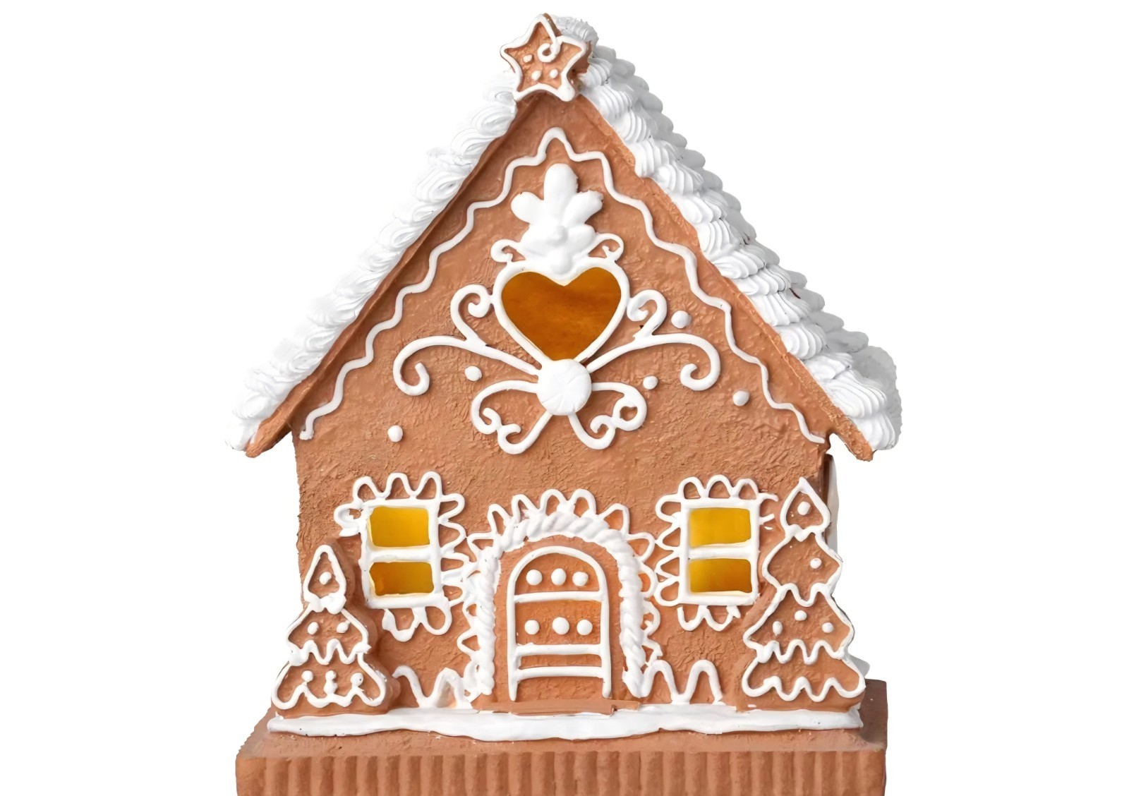Resin Gingerbread House Christmas Village Decoration Brown White Yellow