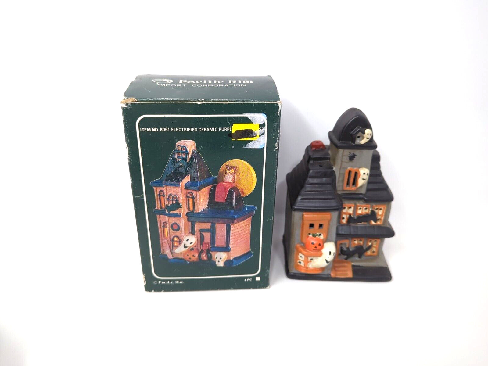 Vintage Halloween Pacific Rim Electric Ceramic Haunted Ghost House 8061 Light Up