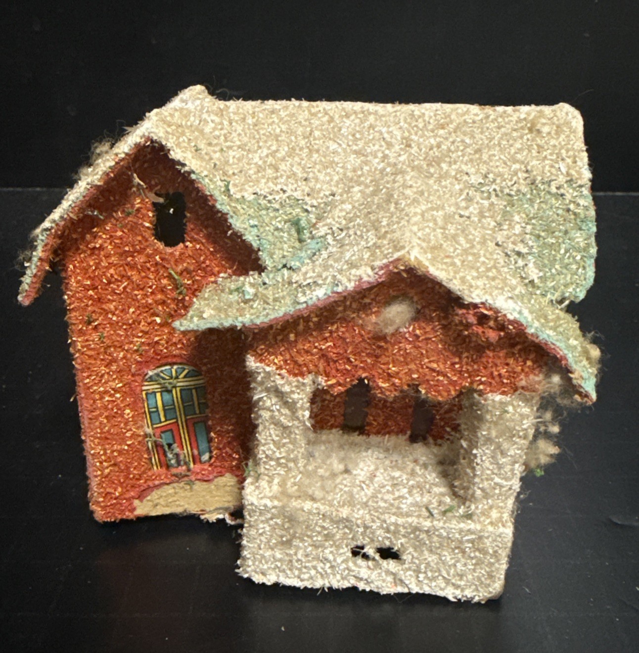 Putz House Japan Christmas Cardboard Glitter House Vintage Decor Building Japan