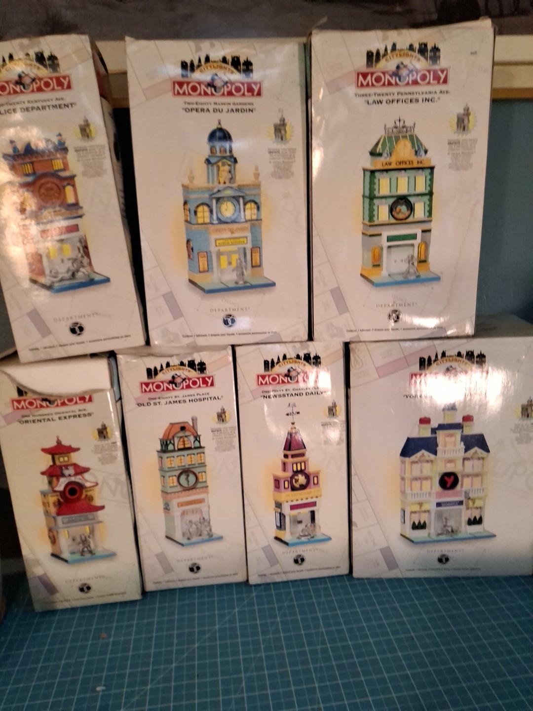 Monopoly City of lights Lot 7 pcs buildings great shape. great under tree