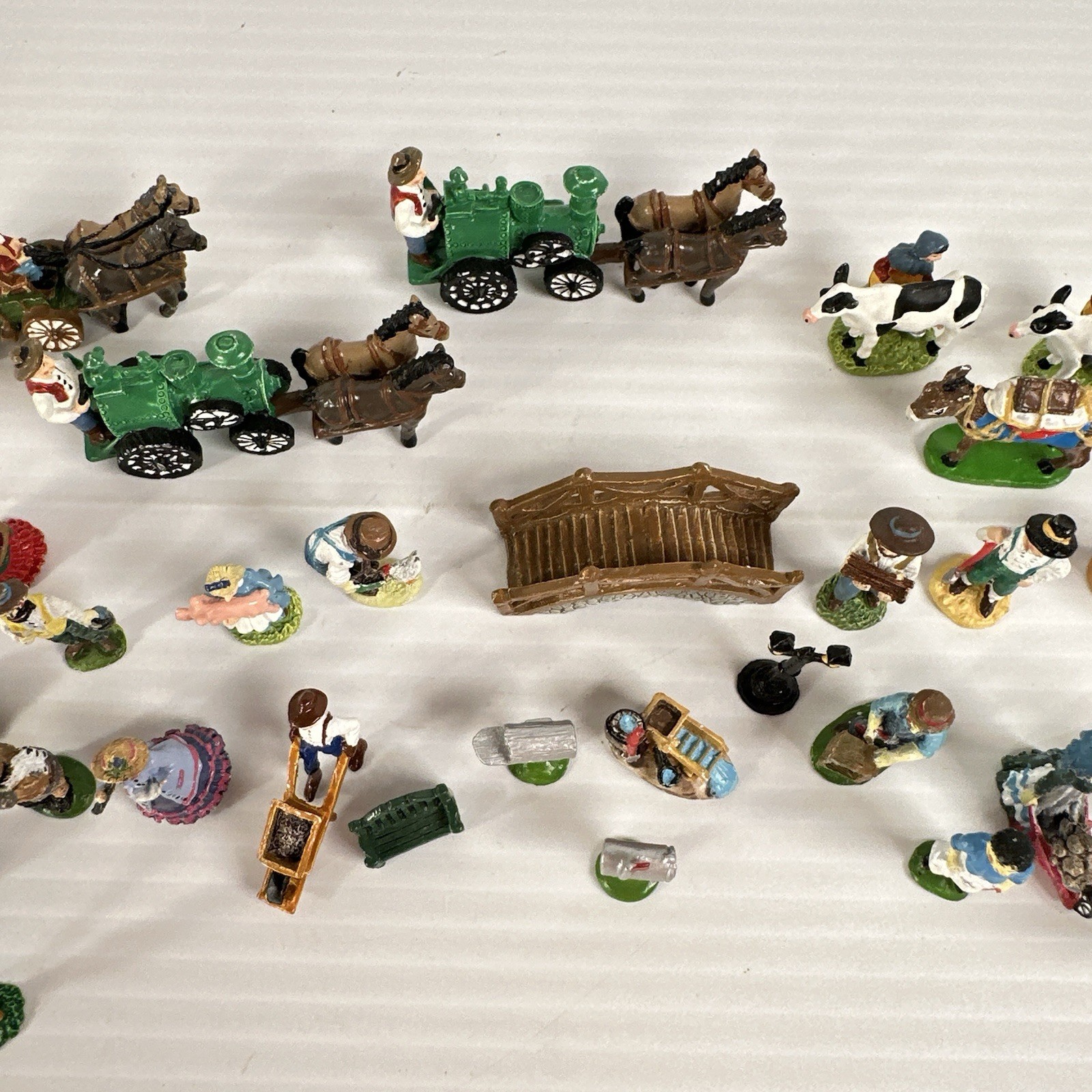 Liberty Falls Pewter Figure Lot of 30+ Farm Animals Horse Carriage People Bridge
