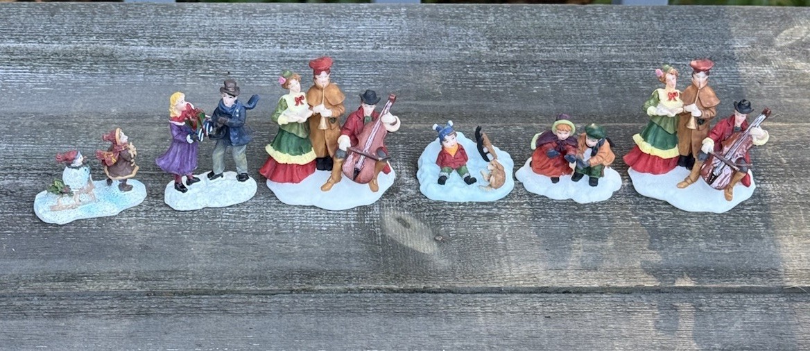 Lot Of 6 Christmas Village Figurines Decorative Miniatures Christmas Holiday