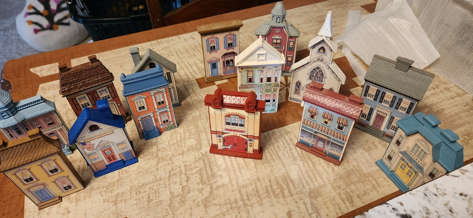 Abbey Press St. Meinrad Wooden Painted Village Buildings Lot, 11pc, 7in