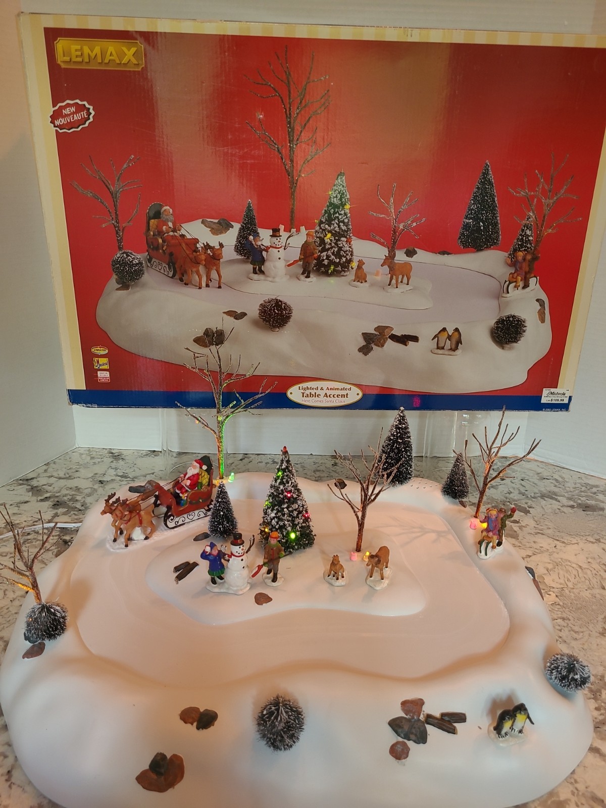 Lemax Village Collection Here Comes Santa Claus Lighted & ANIMATED Vintage
