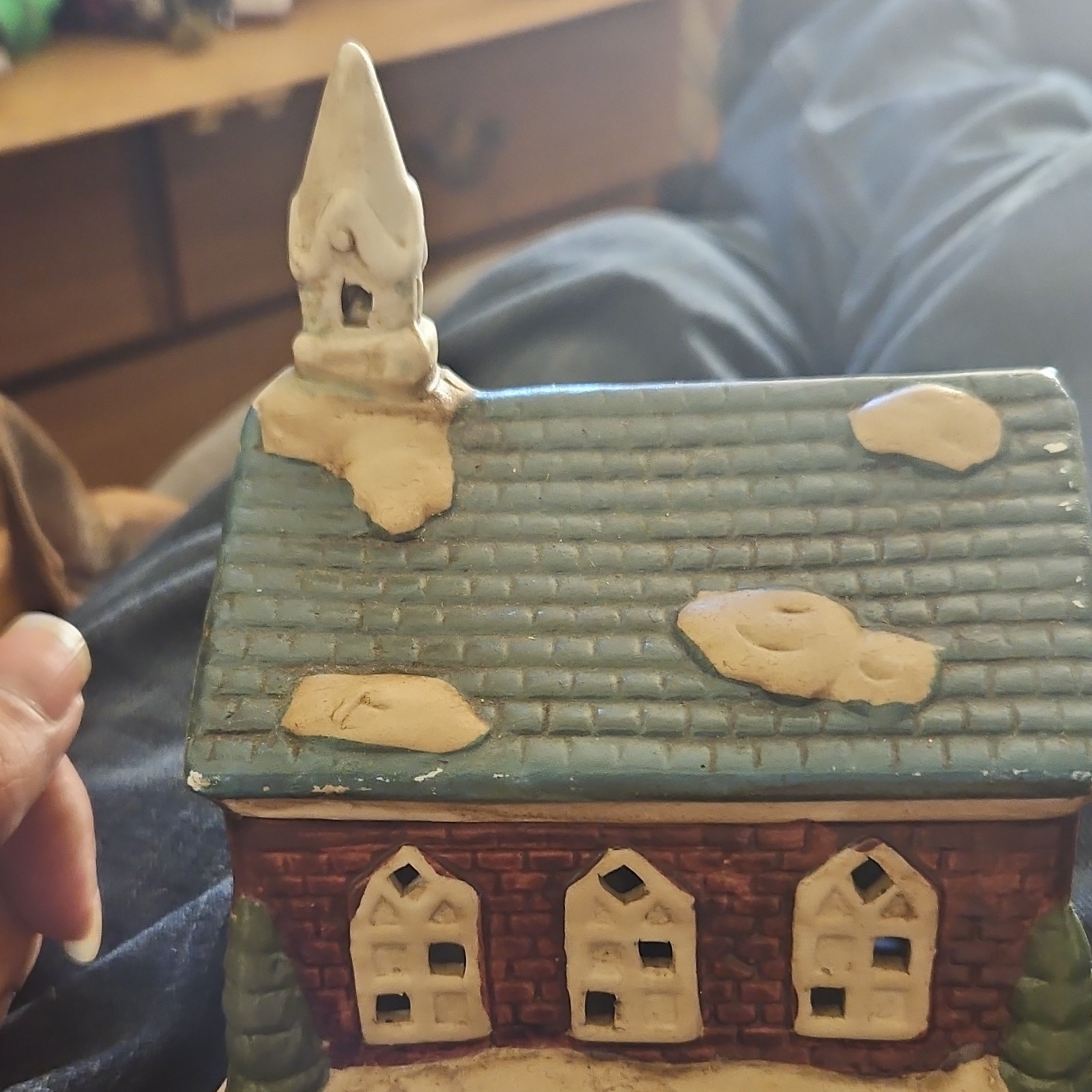 Lighted Ceramic Christmas Village Church House, Boxed, Adam Binder