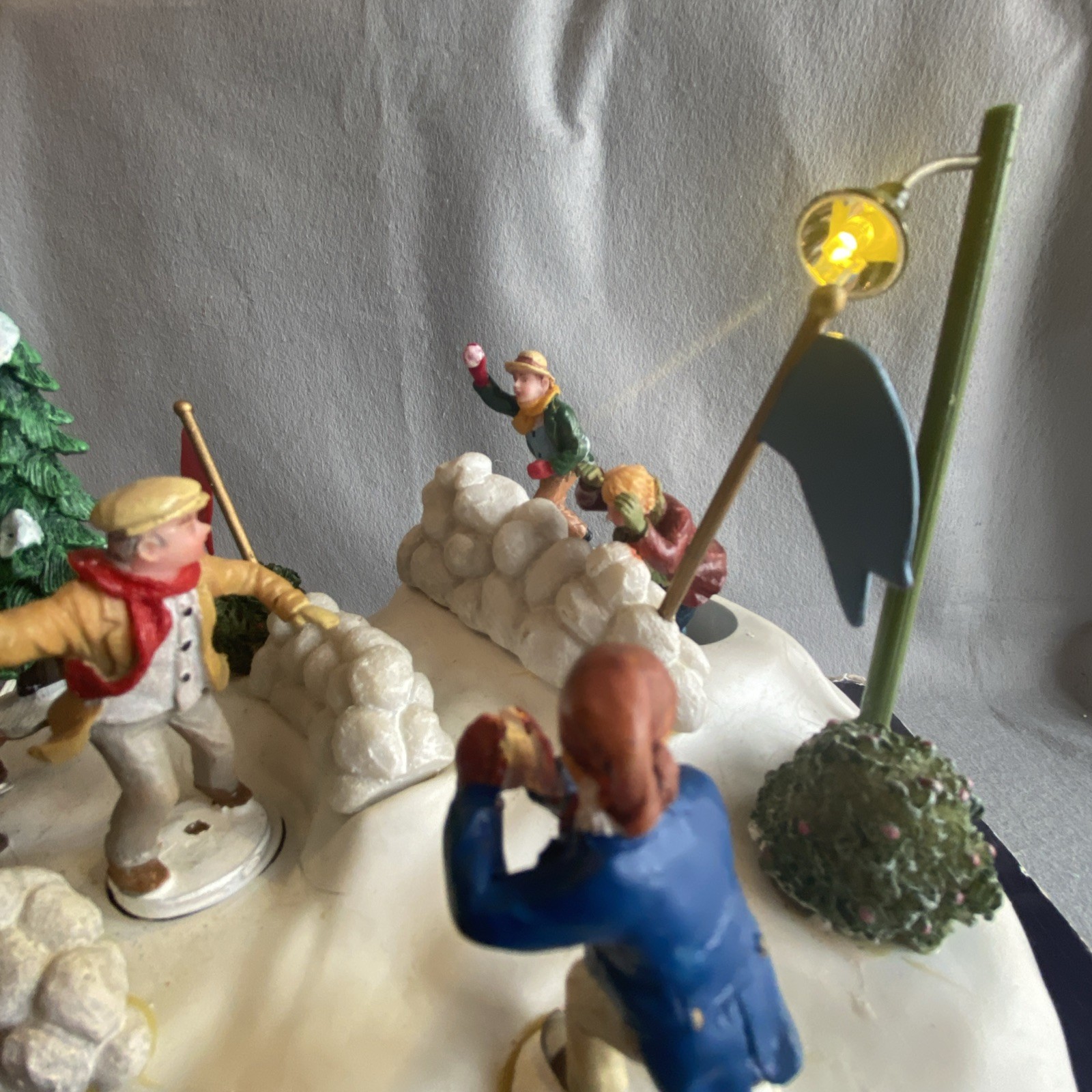 Lemax Carole Towne Snowball Fight! Lighted & Animated #84841 Missing Power Cord