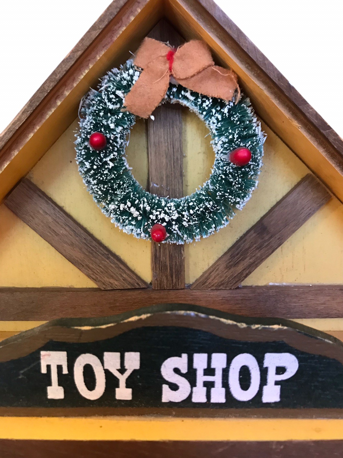 VTG Wood Christmas Toy Shop Display Diorama Wall Decoration 1970s Kitschy Retro