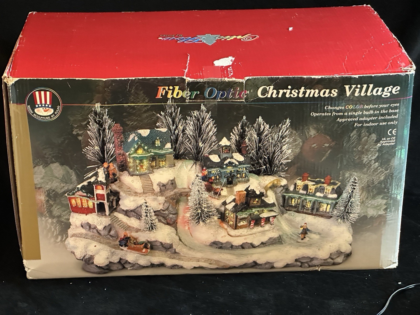 Puelo Fiber Optic Color Changing Christmas Village Vintage Christmas Decor