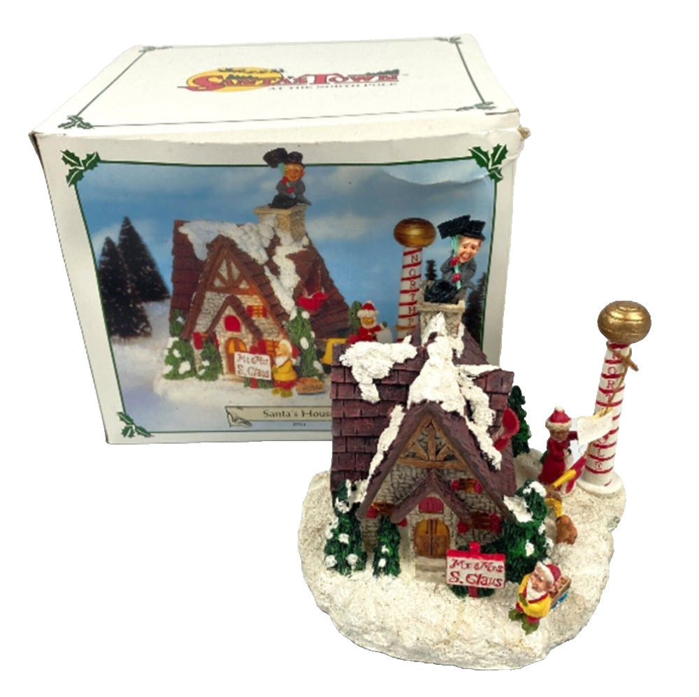 Christmas Santa’s Town at the North Pole Santa’s House Building Village 1995 VTG