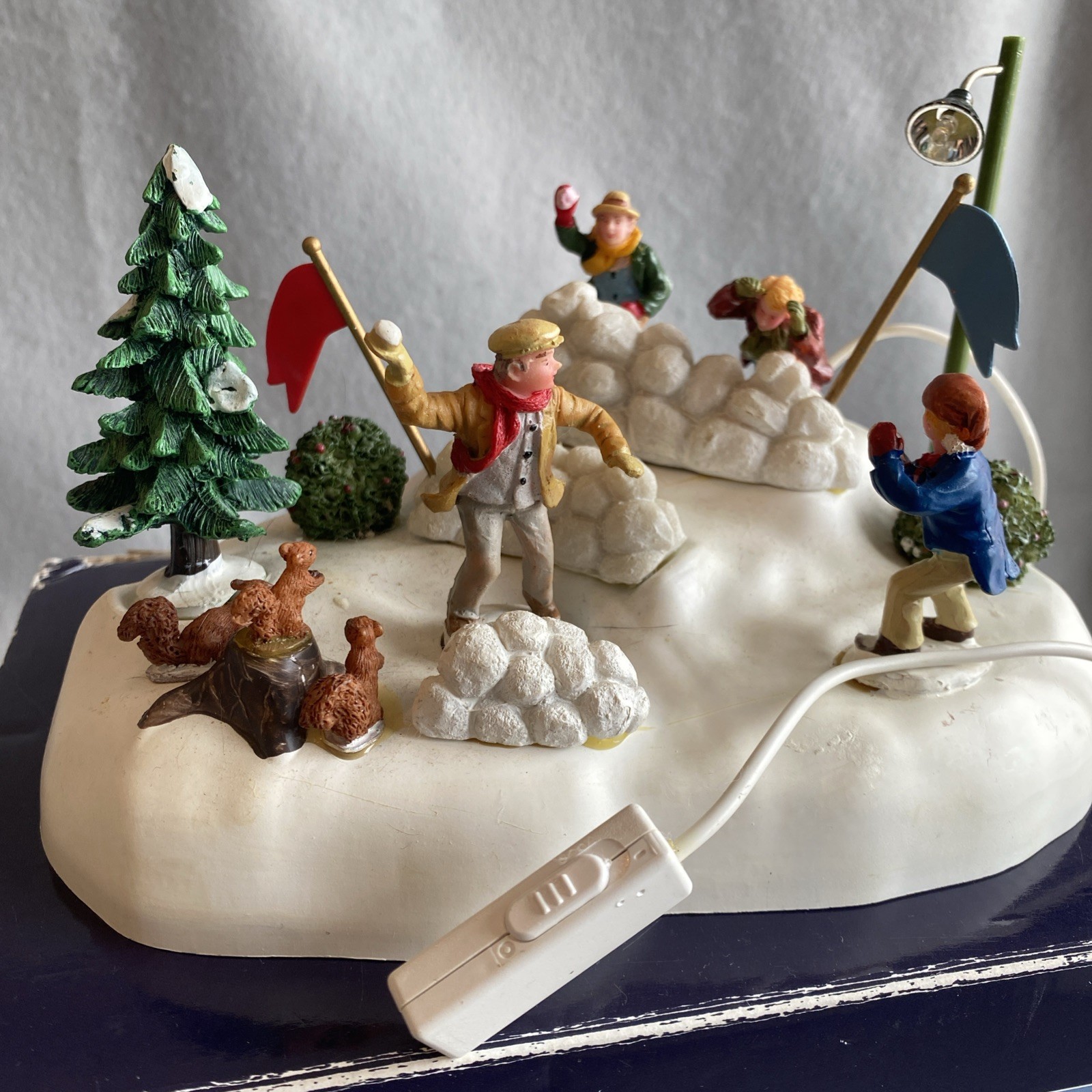 Lemax Carole Towne Snowball Fight! Lighted & Animated #84841 Missing Power Cord