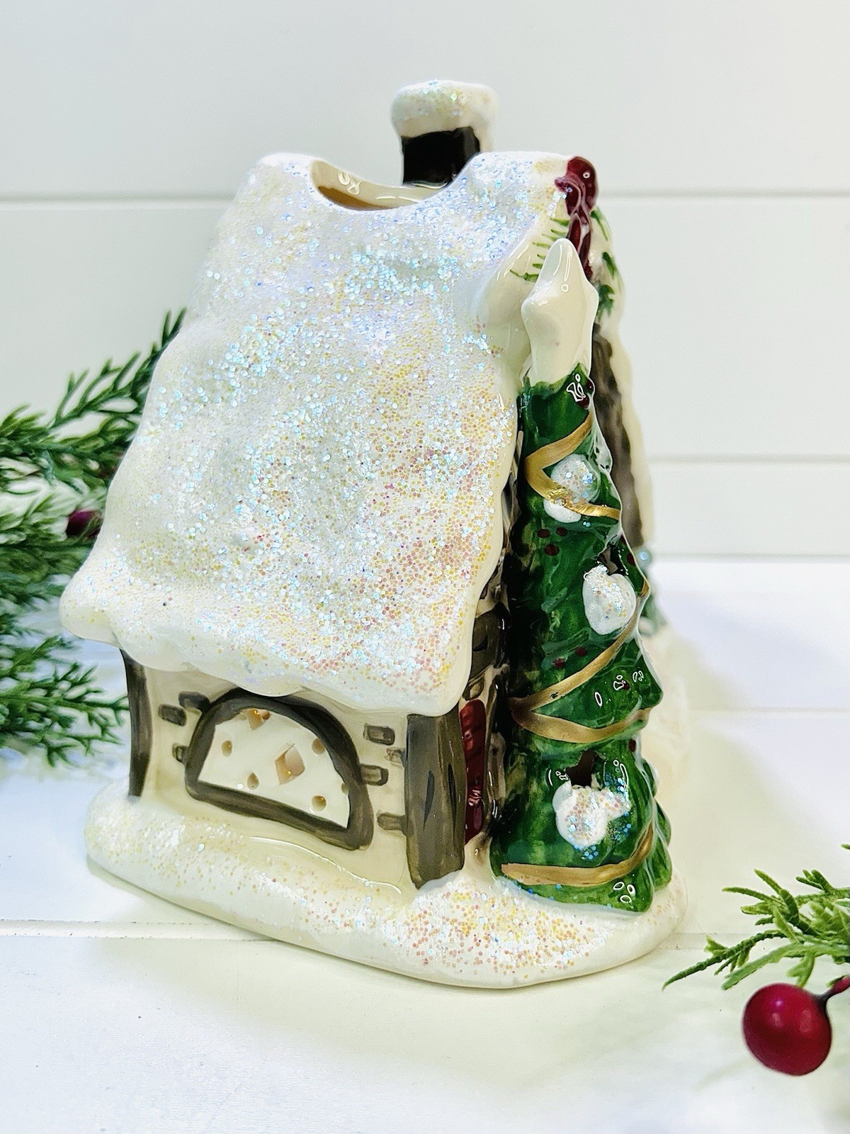 Christmas Candle House Blue Sky Clayworks Angel Tree Inn Reindeer Village 2012