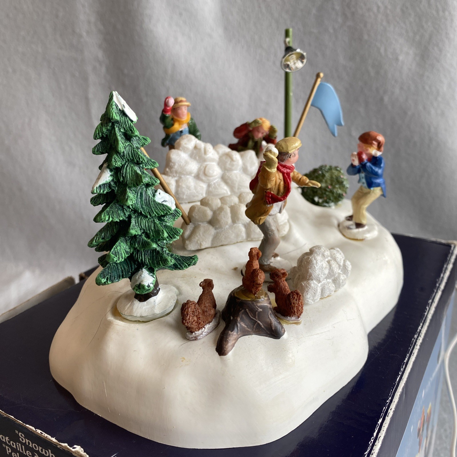 Lemax Carole Towne Snowball Fight! Lighted & Animated #84841 Missing Power Cord