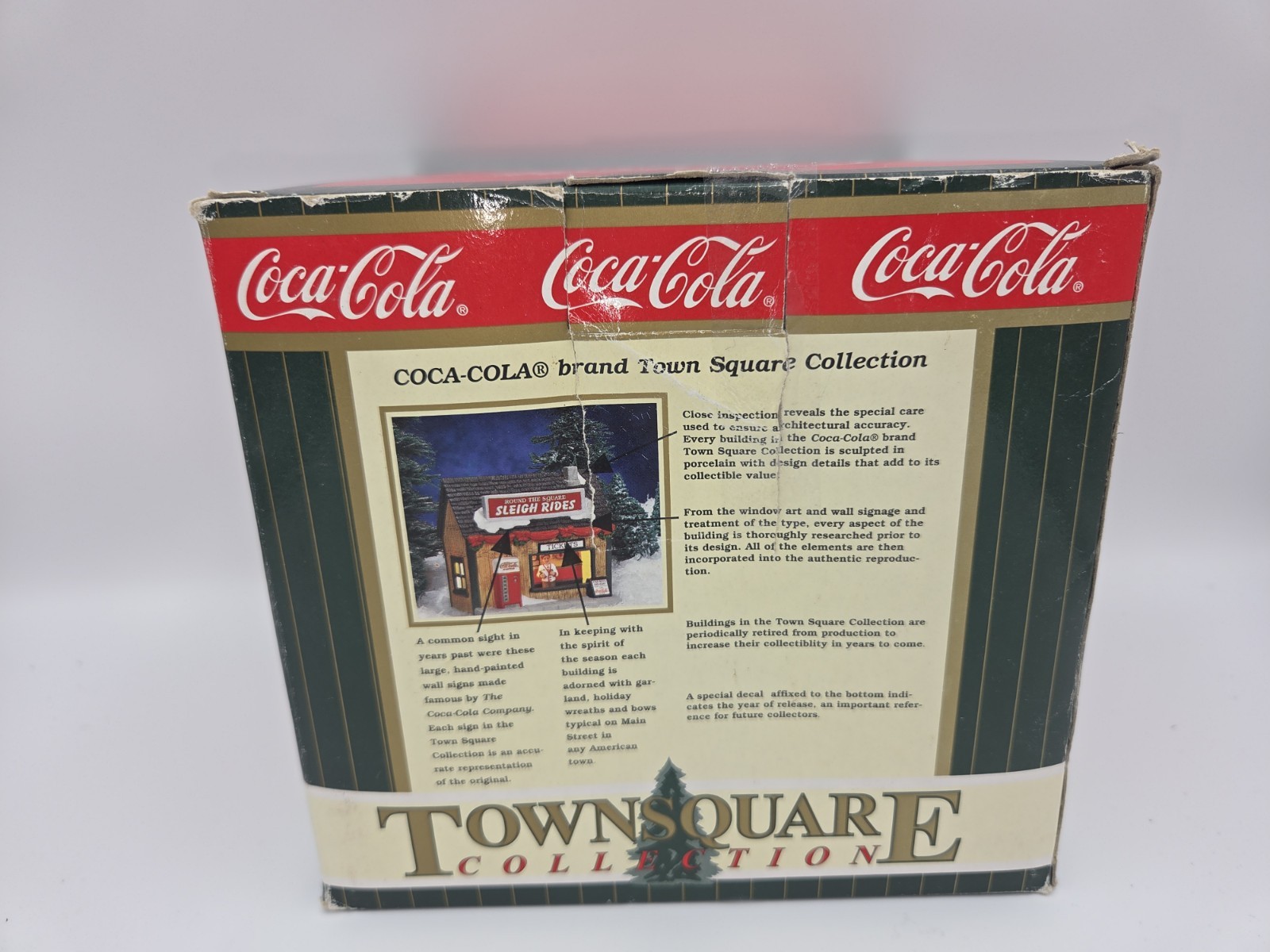 Coca-Cola Town Square Collection Round the Square Sleigh Rides 1997 EXCL NIB