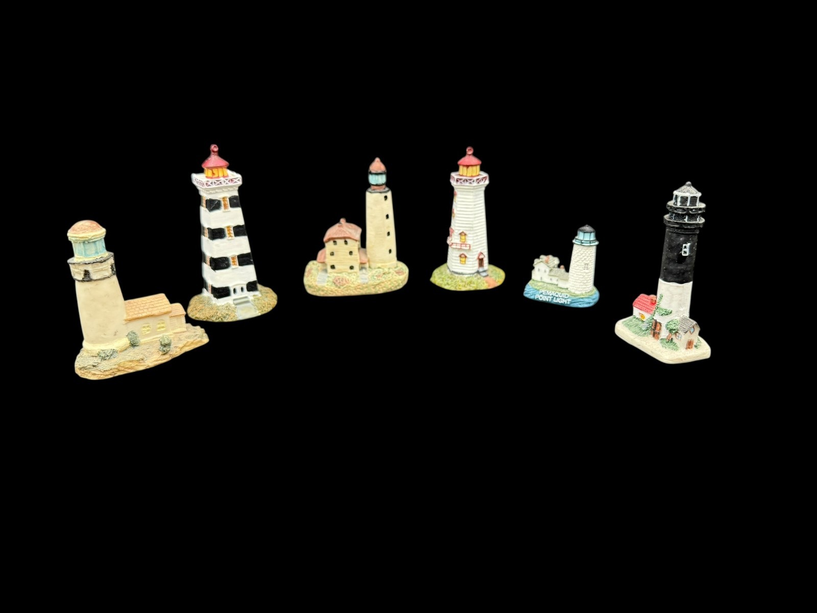 Mini Light House Collection Of 6 Ceramic Christmas Miniature Decorative Set