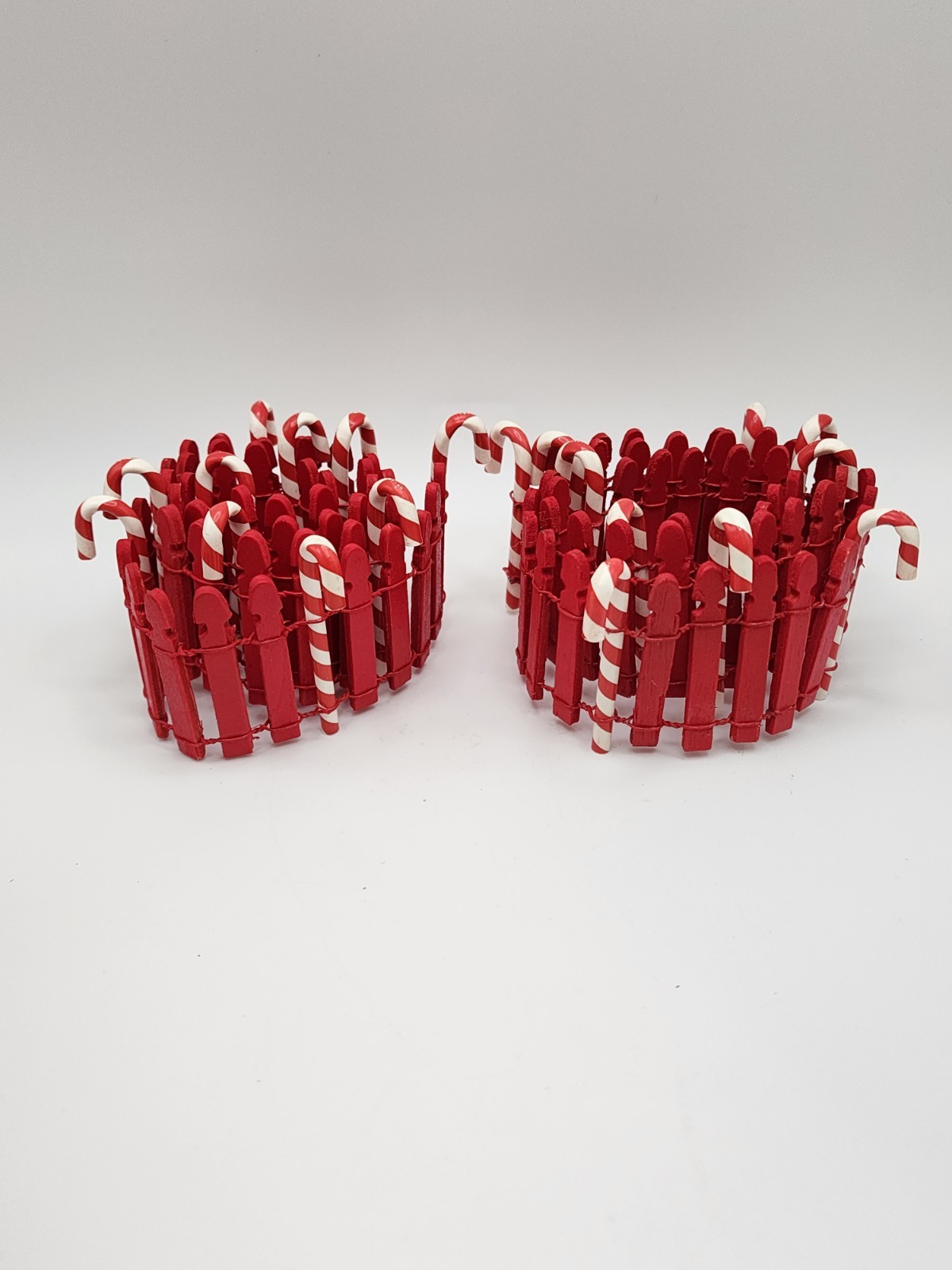 Christmas Village Accessories Candy Cane Fence Elves Snow Village Set of 2