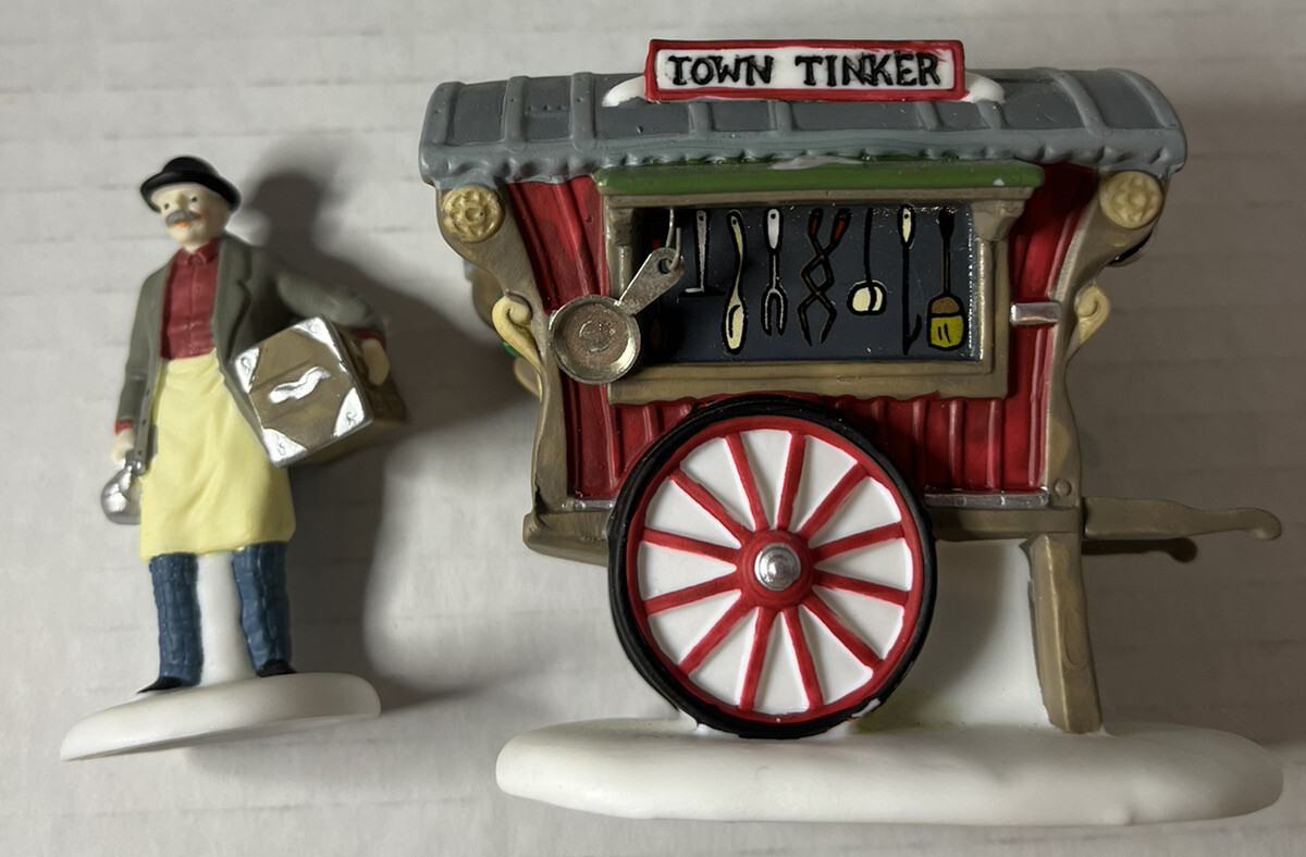 Dept 56 Heritage Village Collection “TOWN TINKER” #56464 Set 2 EUC