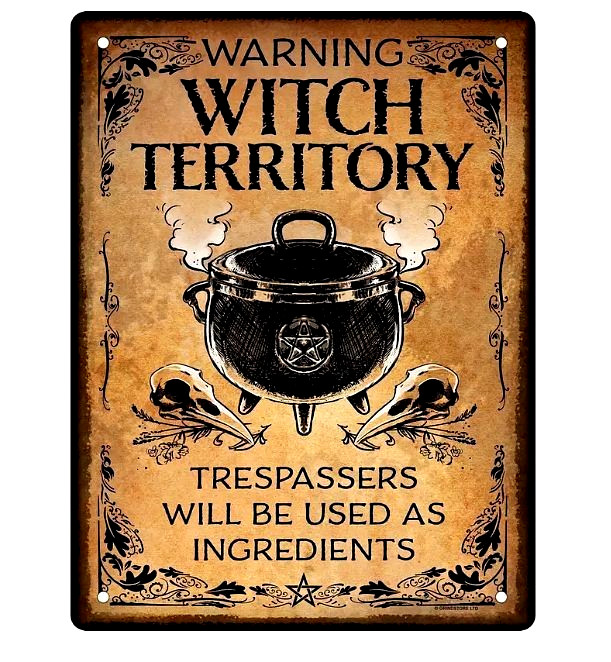 Metal Sign WITCH TERRITORY 12″ Wall Decoration Halloween NEW
