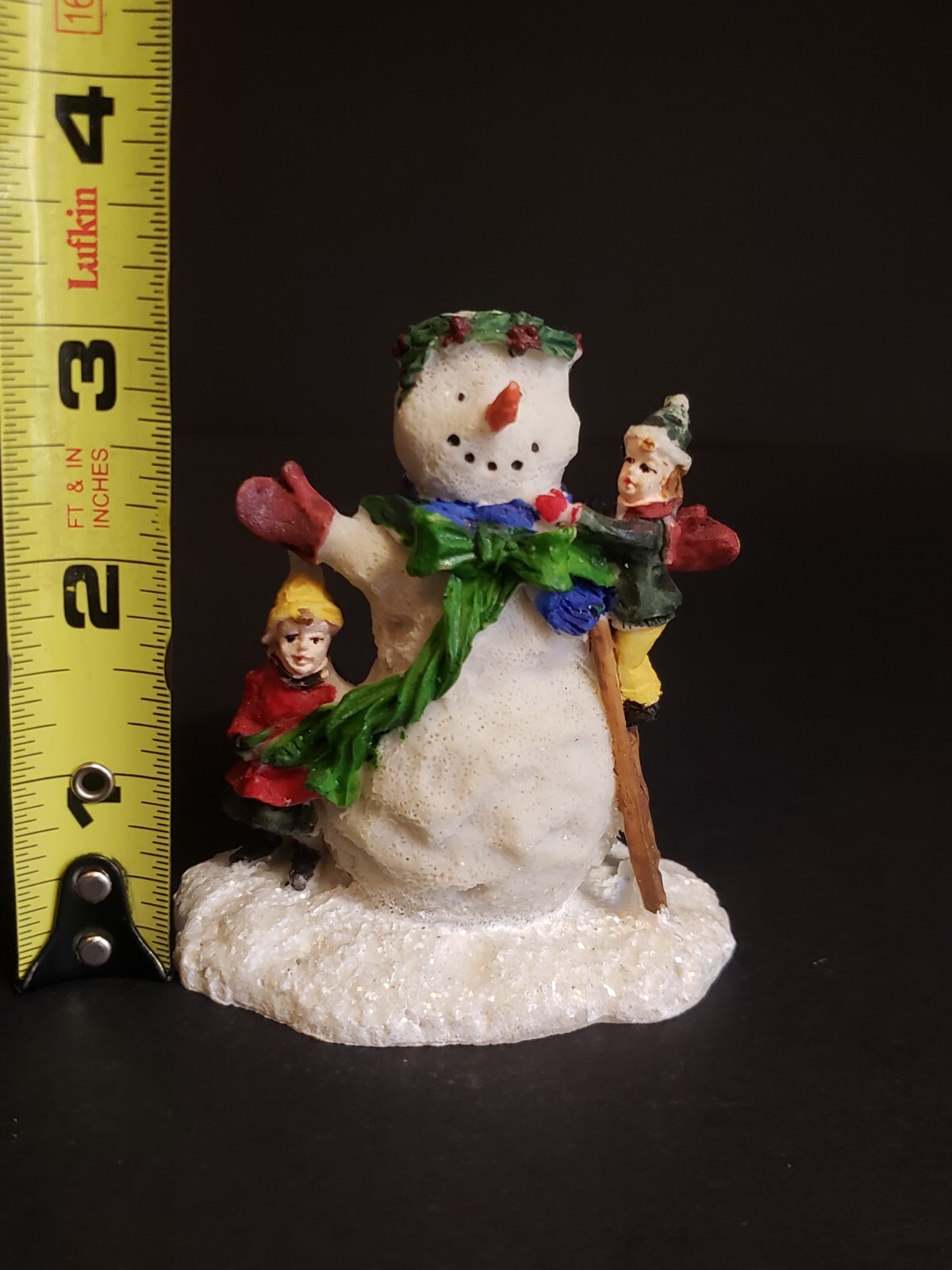 Holiday Time Santas Workbench Christmas Village Children Building A Big Snowman