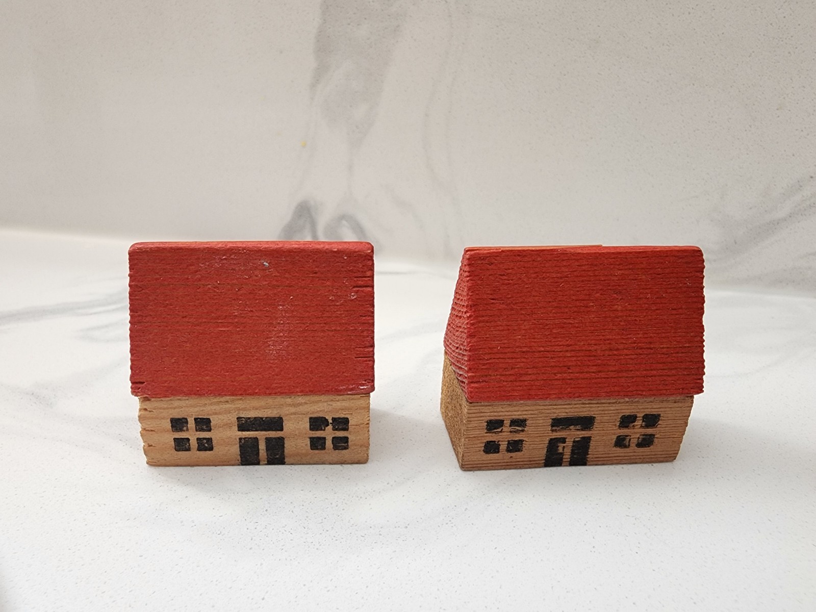 Vintage Erzgebirge Putz wooden miniature village Train Staion Houses Germany