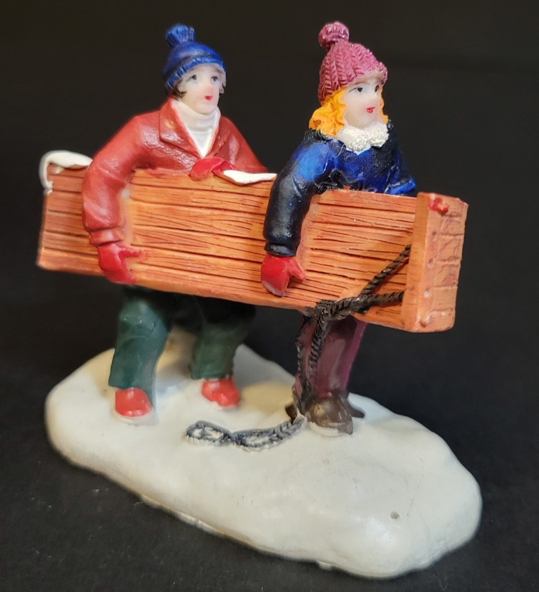 Holiday Time Santas Workbench Christmas Village Children Sledding Sled Toboggan