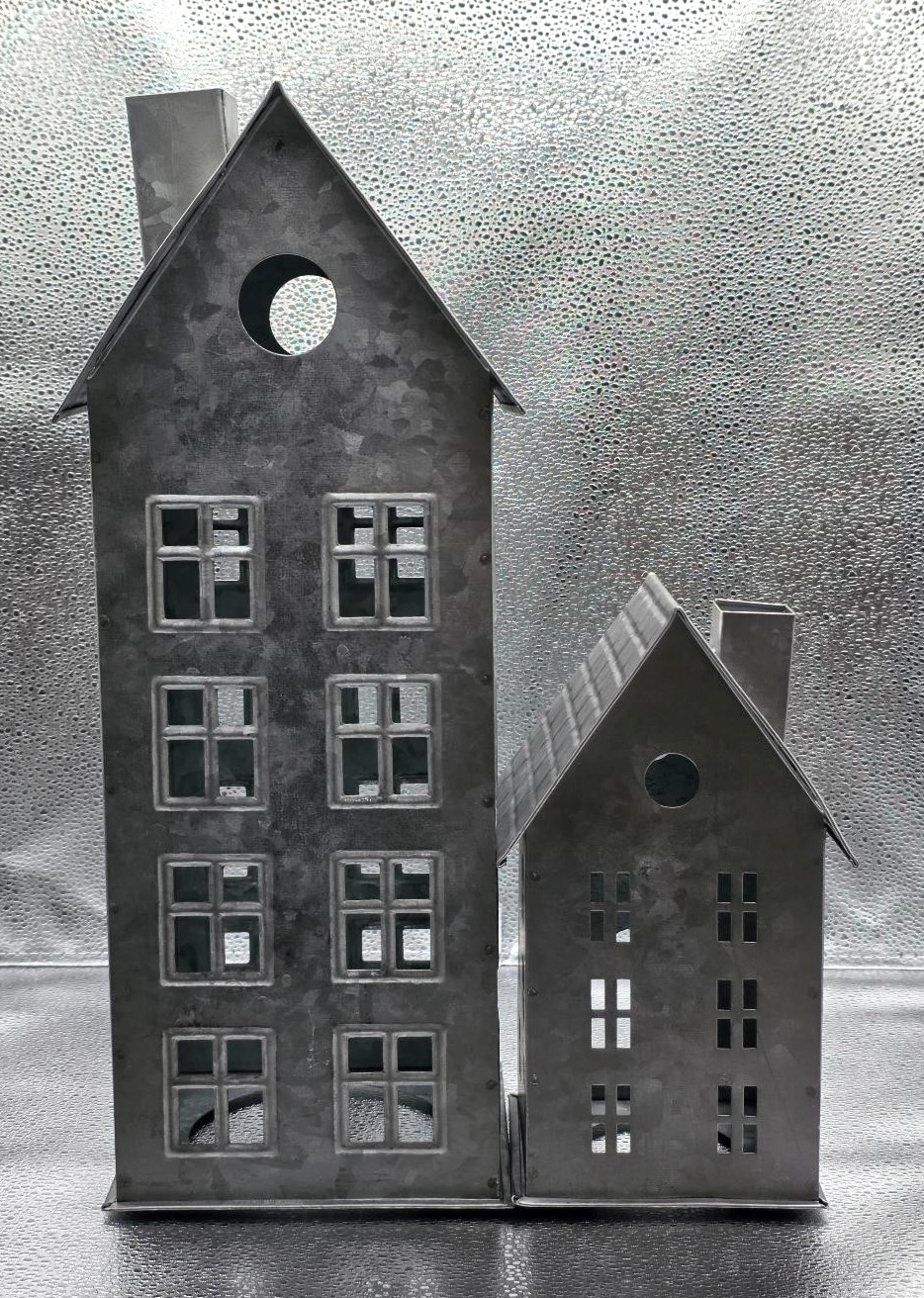 Pottery Barn Galvanized Village Houses SET of 2