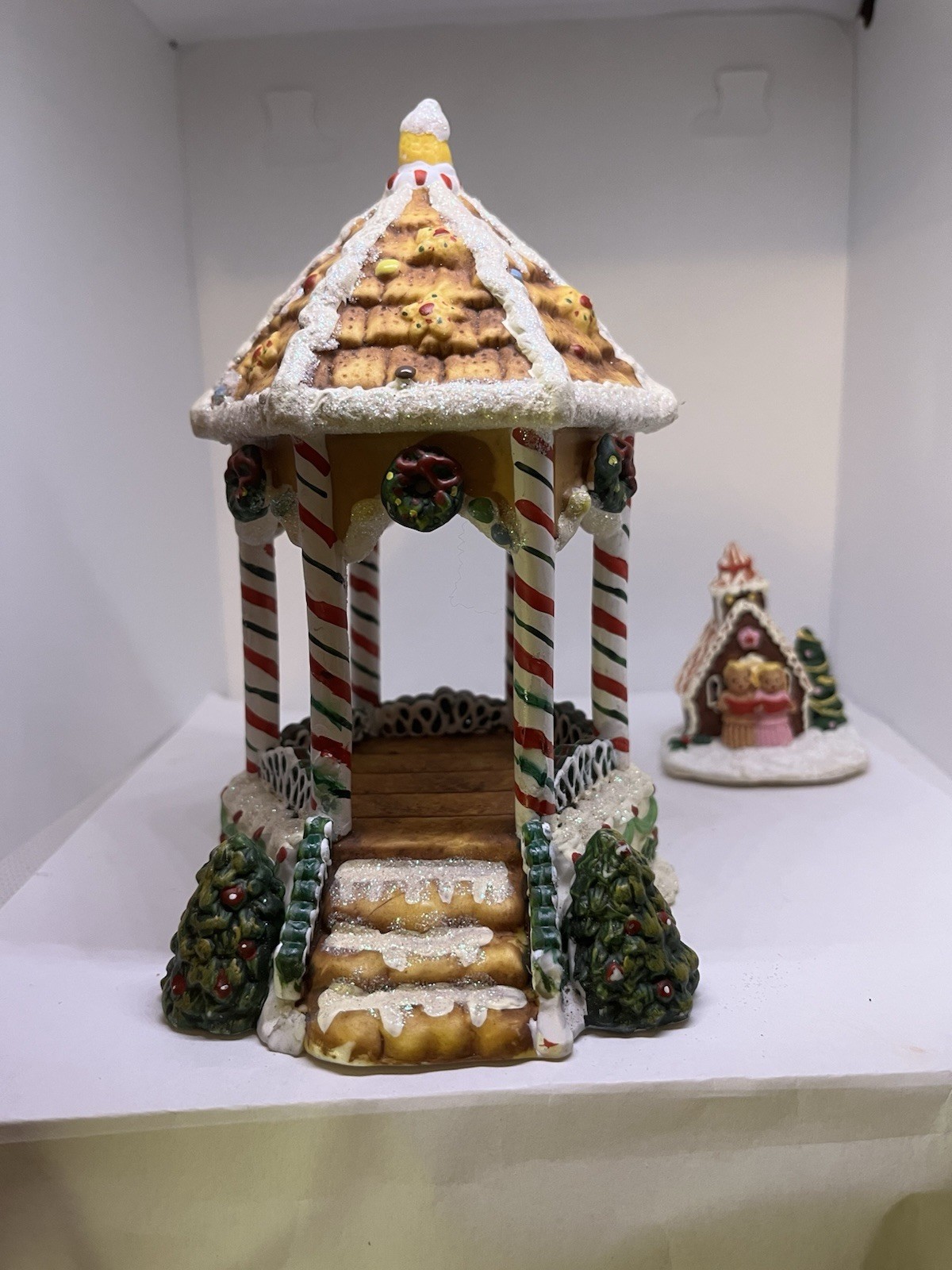 christmas decorations ceramic gingerbread gazebo & house w carolers