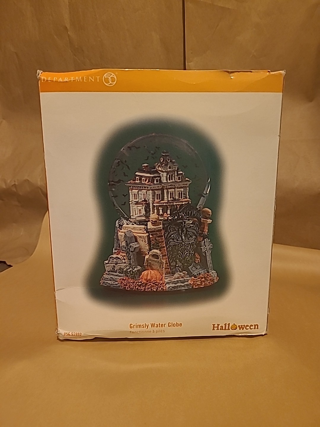 Dept 56 Grimsly Manor Halloween Village Haunted House Water Globe w/ Bats Vintag