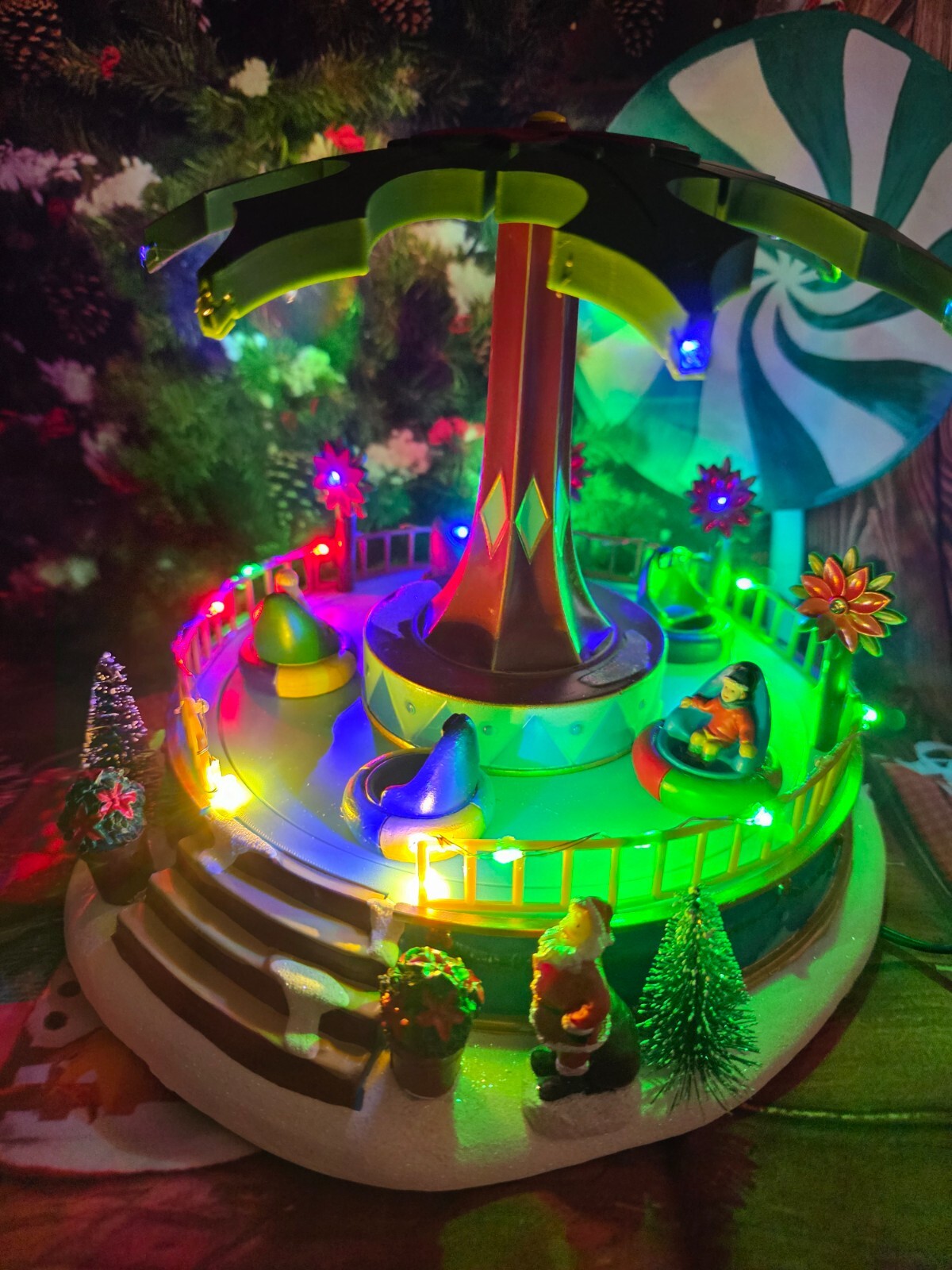 New St Nicholas Square Christmas Animated Village Amusement park musical lighted