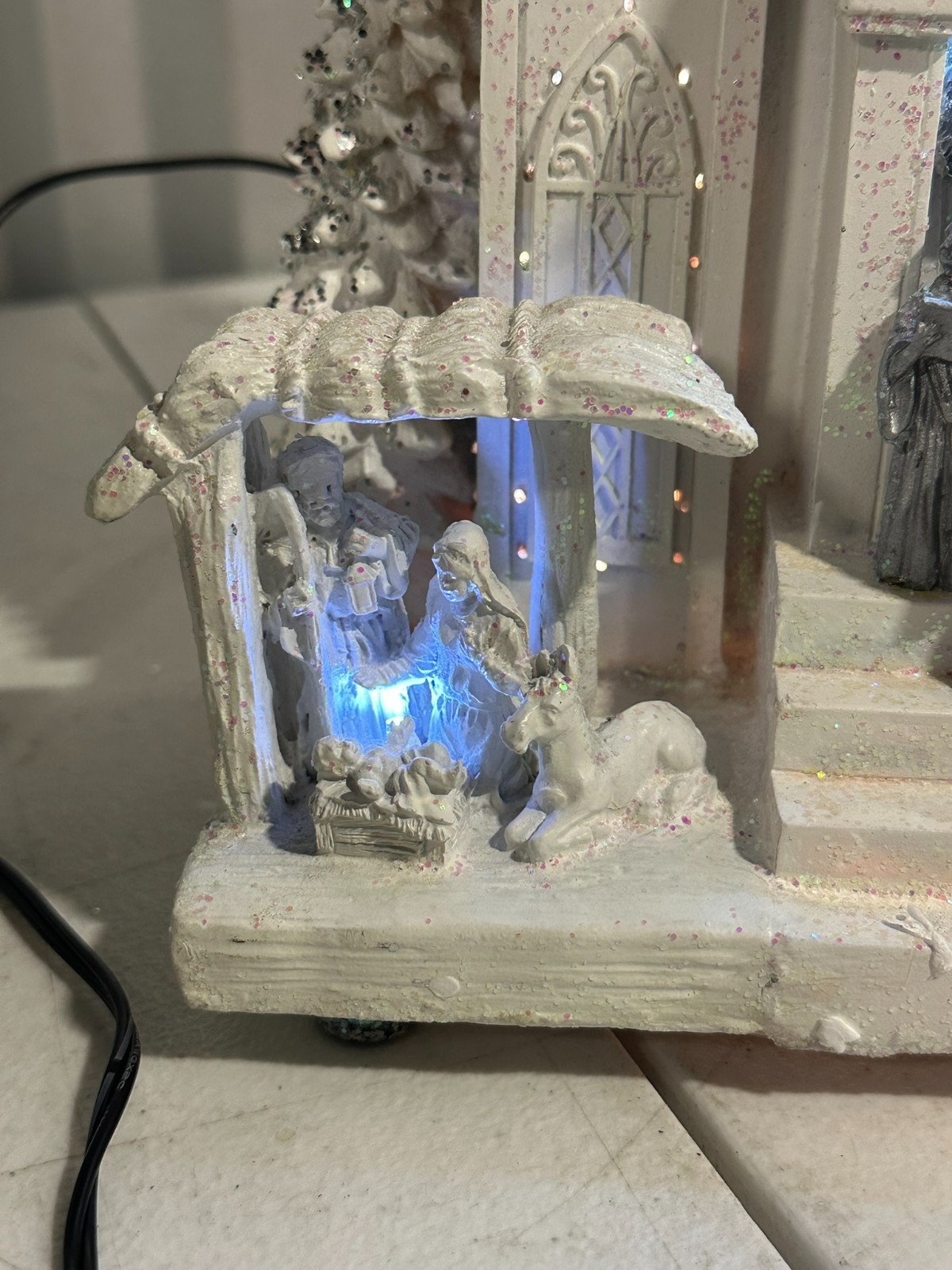 Season of Glory Fiber Optic Lighted Church Christmas Village Nativity Boxed