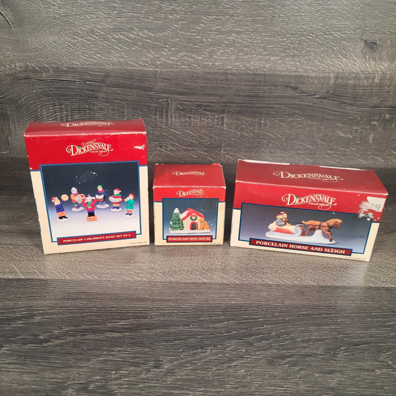 Dickensvale by Lemax Porcelain Accessory Lot Of 3 Christmas Band Kids Dog House