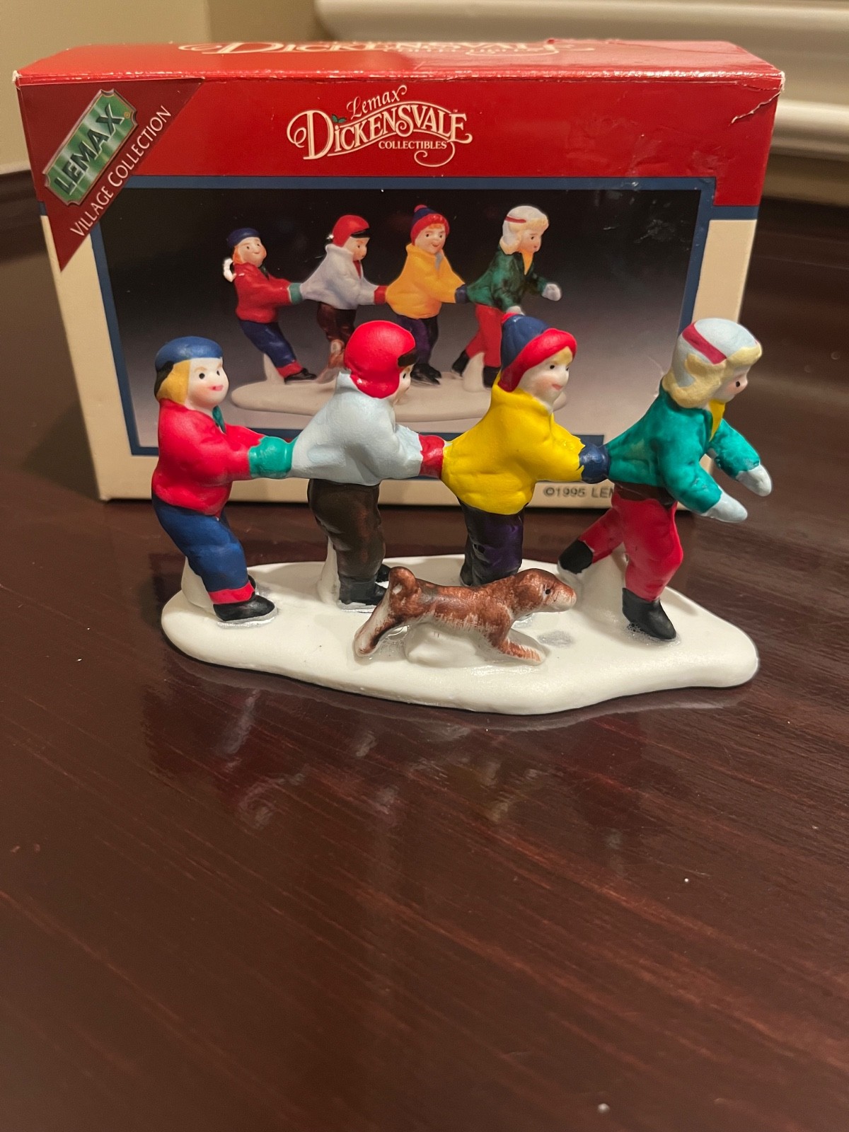 Vintage Lemax Christmas Village Town Train of Skaters 53142 1995 Retired 1999