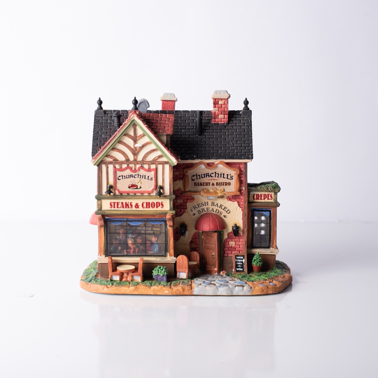 Lemax Churchills Bakery Bistro Lighted Building Holiday Display Retired 15223