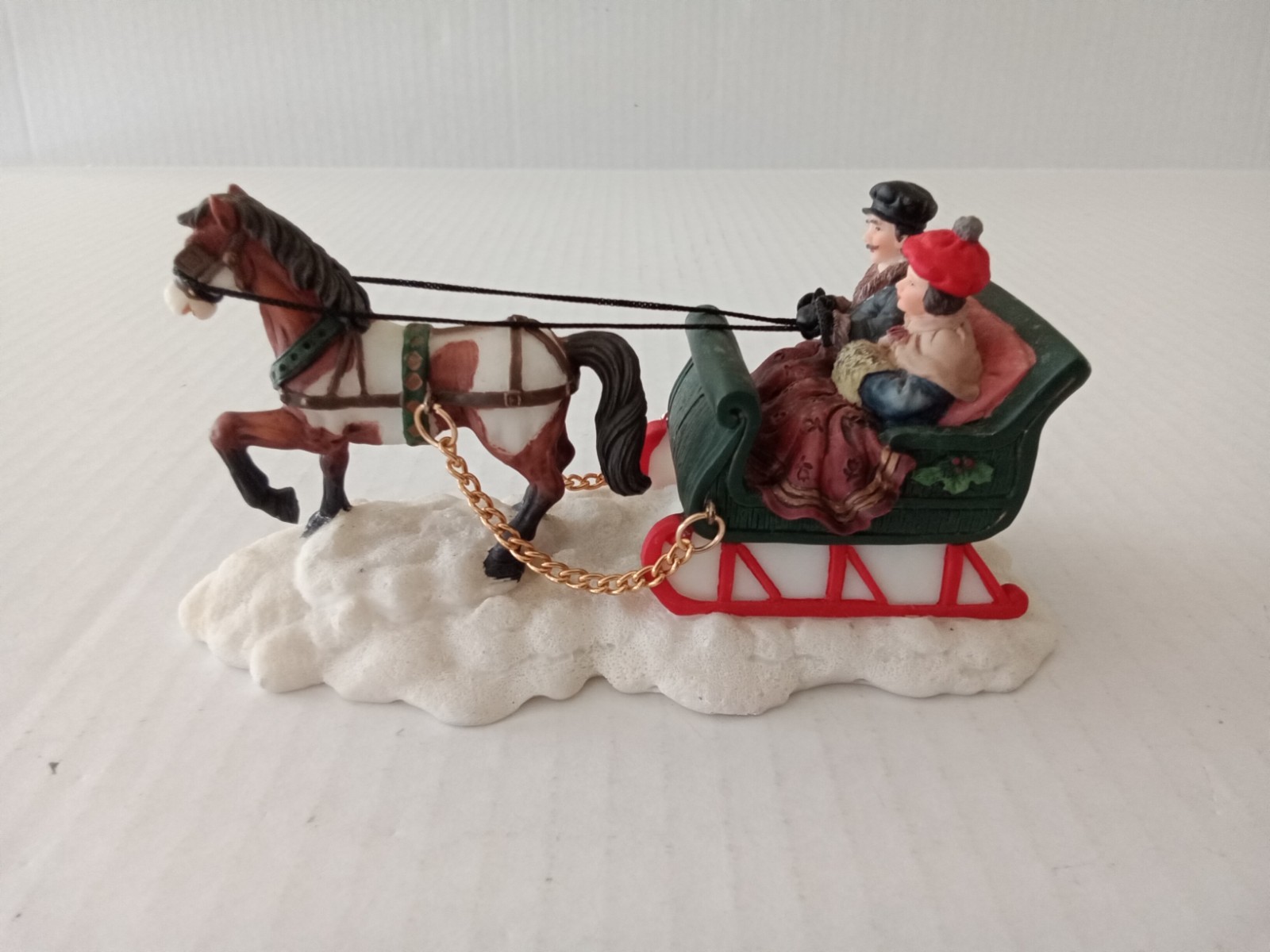 O’Well Heartland Village Christmas Horse Drawn Sleigh with Reins Figure Vintage