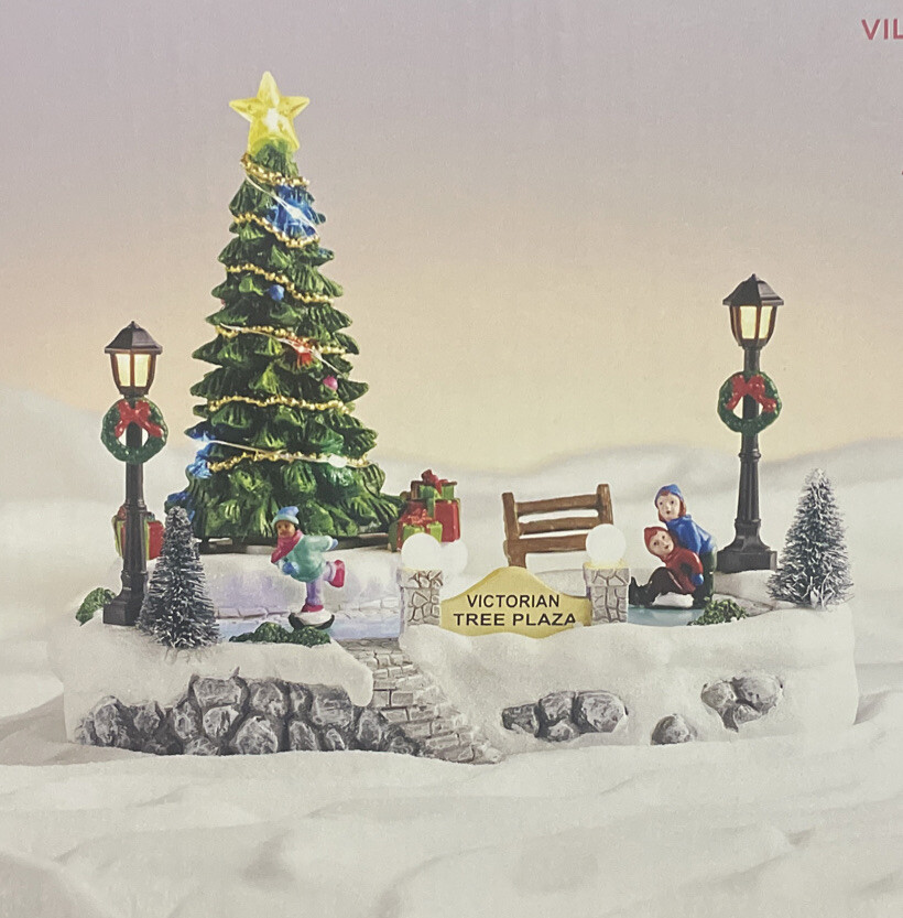 St Nicholas Village Square Rotating Victorian Tree Plaza Music 7 Songs Lights