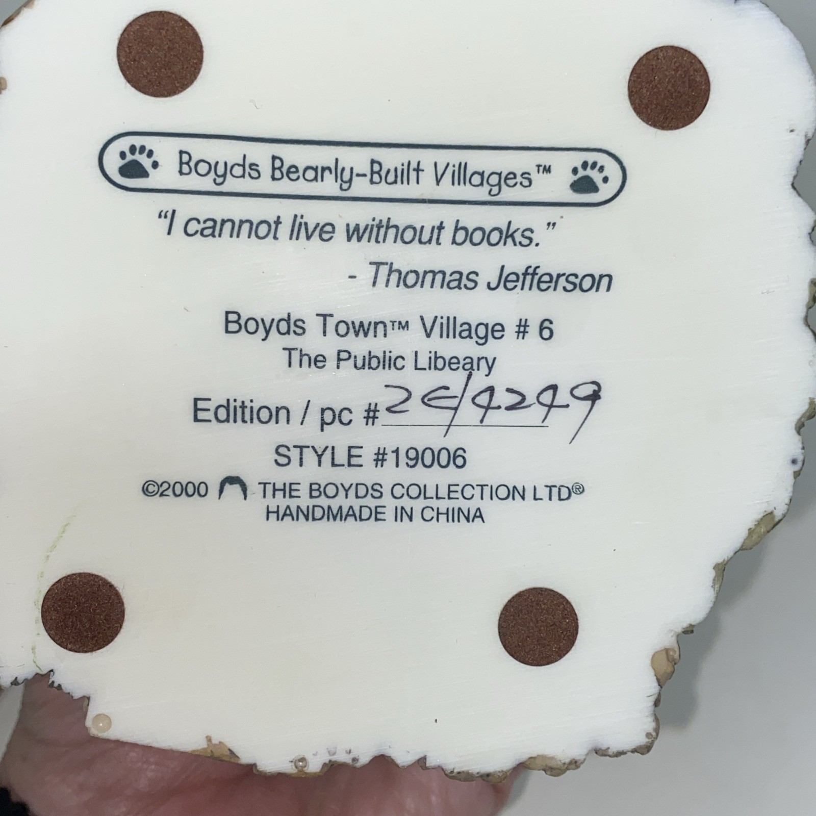 Boyds Town Public Library Boyds Bearly Built Villages Village #6 Style # 19006