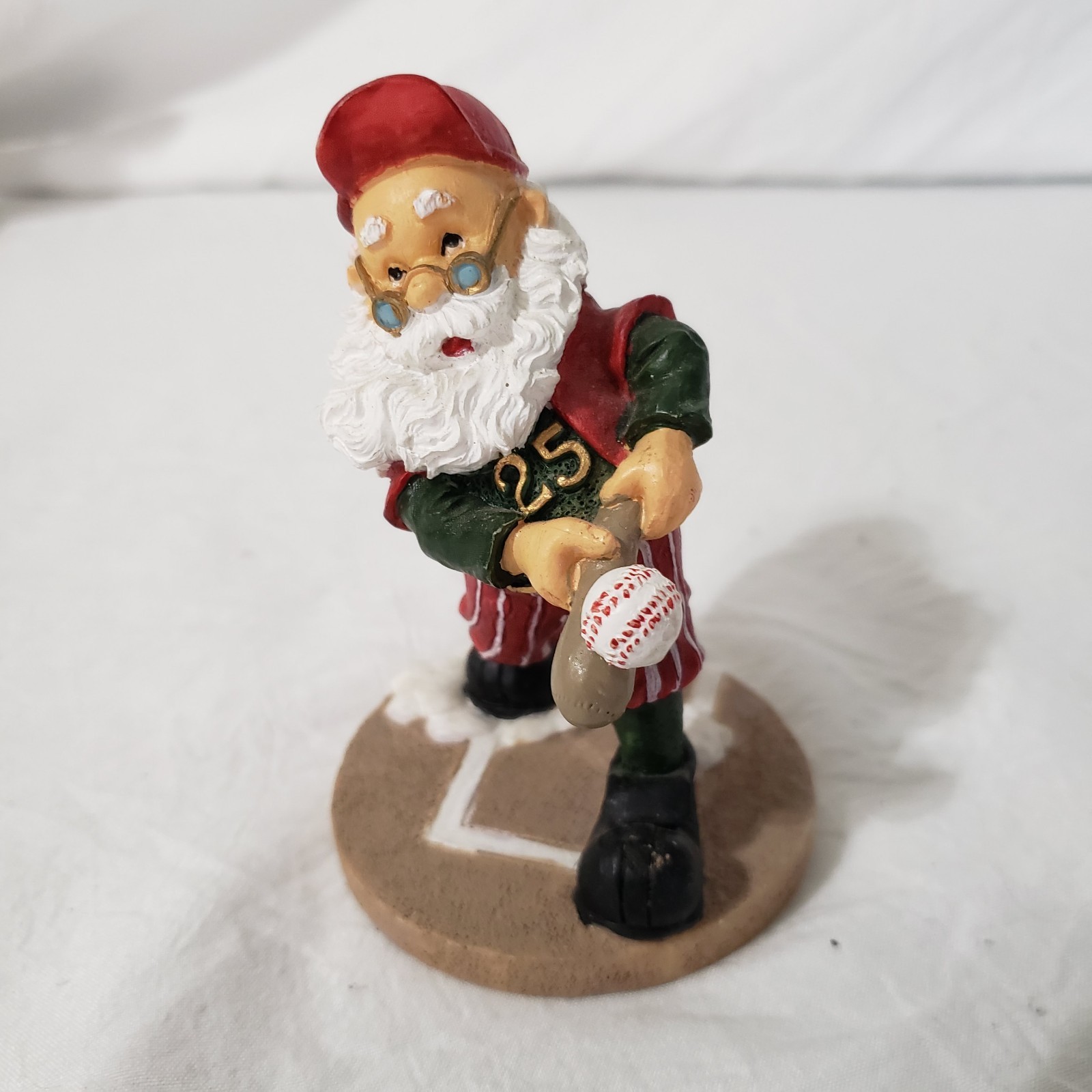 Santa’s Workbench Collection 1997 Figurine Santa Playing Baseball Bat Home Plate