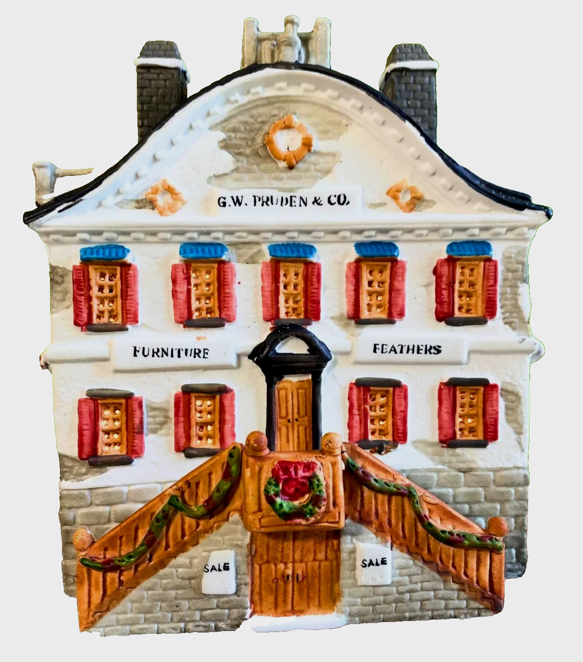 LEMAX CHRISTMAS VILLAGE HOUSE – 1993 G.W. PRUDEN & CO FURNITURE & FEATHERS STORE