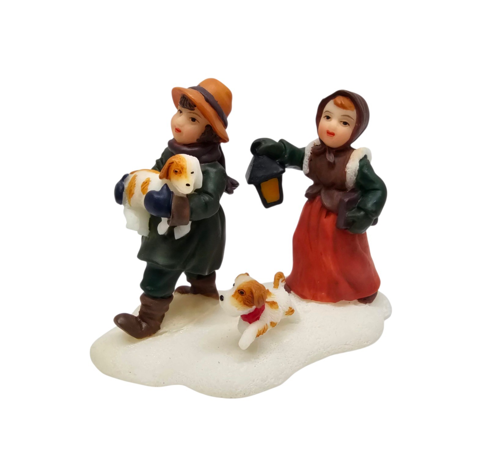 NOS 2003 O’WELL Christmas Village Figurine Young Boy & Girl with Puppies Dog