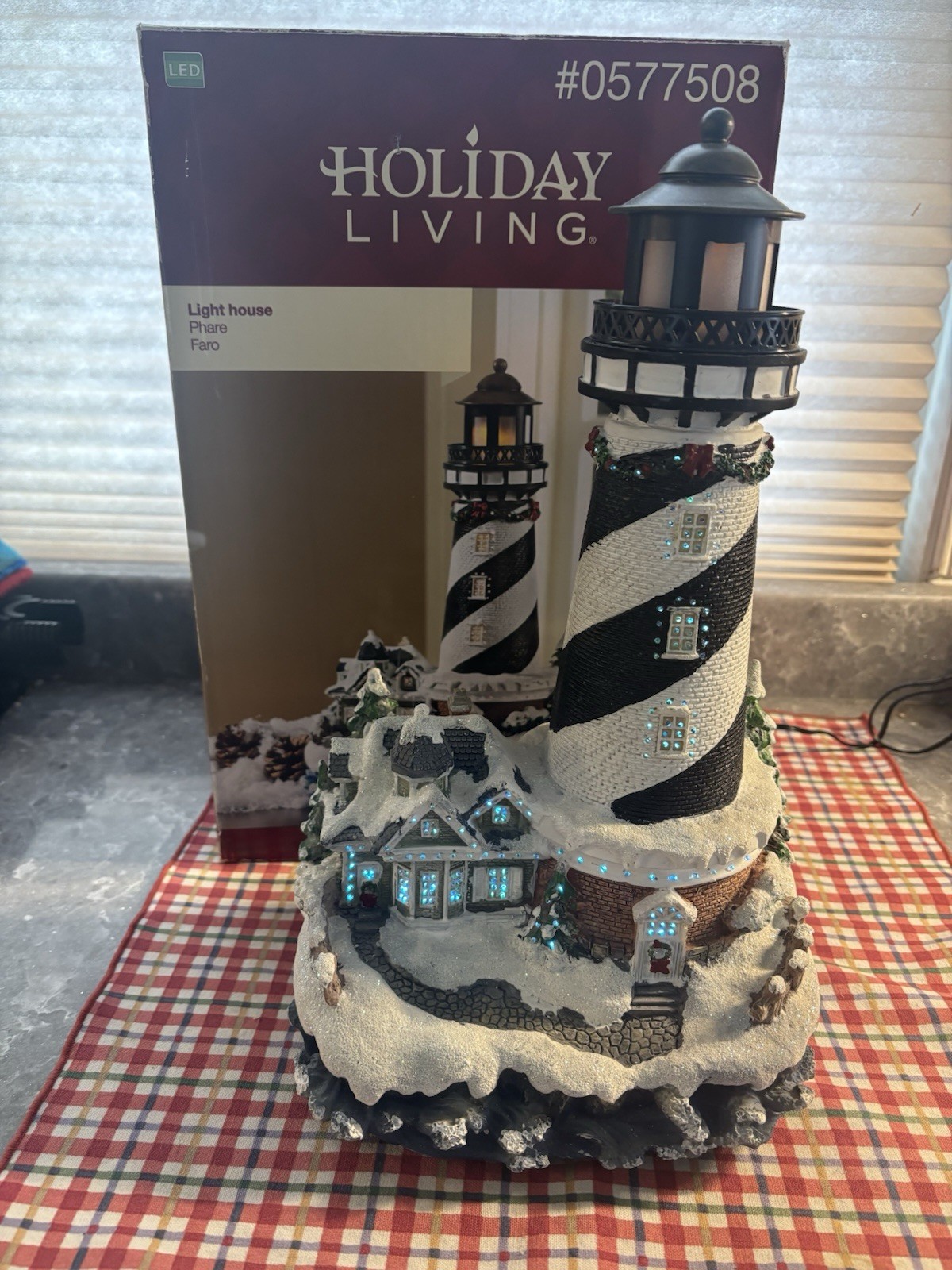 Holiday Lighthouse Christmas Fiber Optics Lights WORKS! Includes Adapter