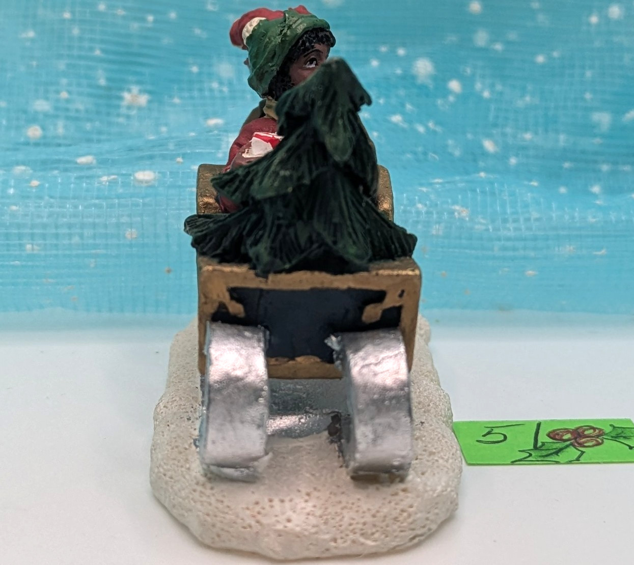 *READ* sled boy girl Christmas Village Figurine LOOSE INV51