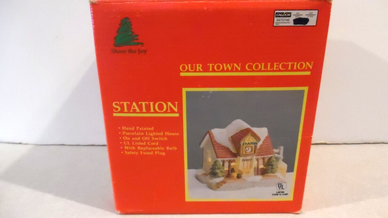 Share The Joy, Our Town Collection STATION TICKETS Lighted Building, Vintage