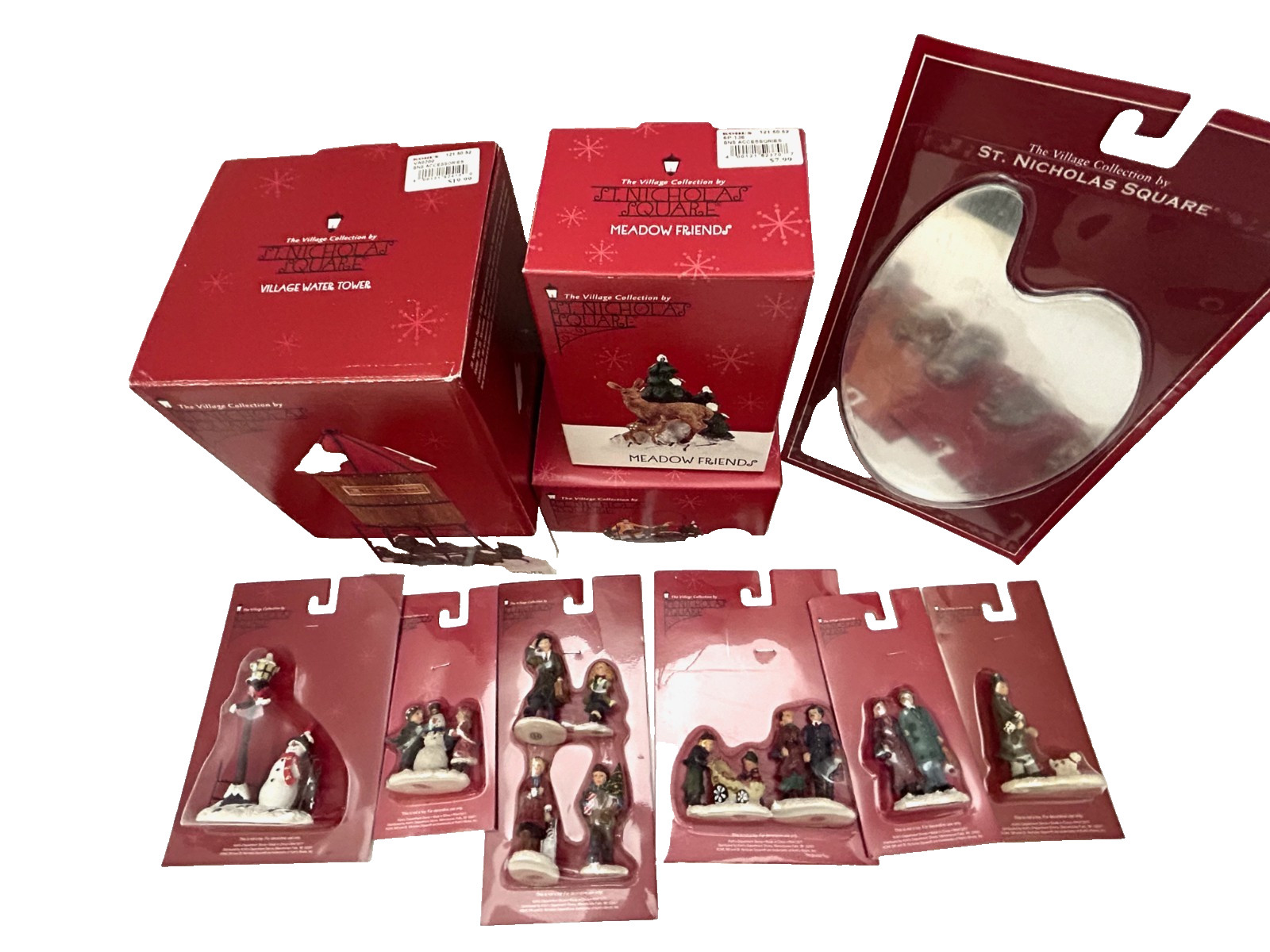 4 St Nicholas Square Village Collection Accessories + 6 Cards Figures New SNS