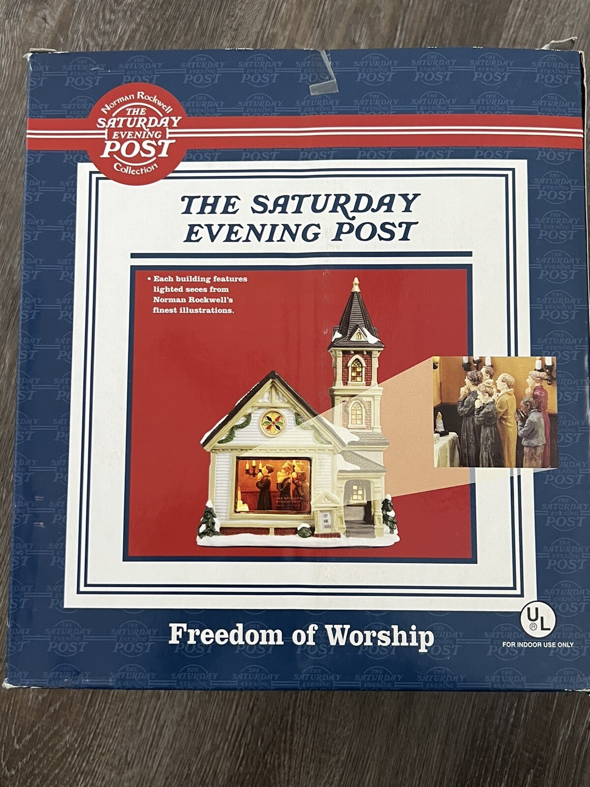 Norman Rockwell Freedom of Worship Saturday Evening Post Christmas Village VGUC