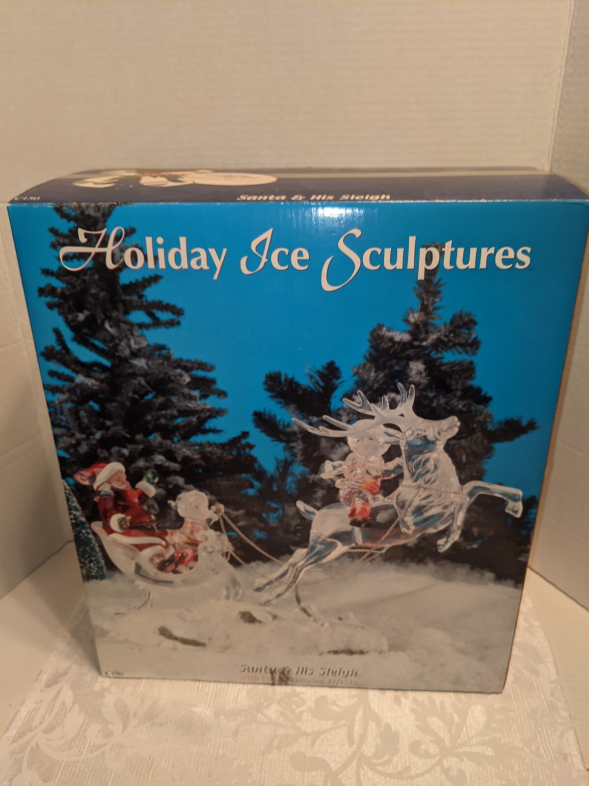 Heritage Mint Holiday Ice Sculptures Santa & His Sleigh Color Changing Effects