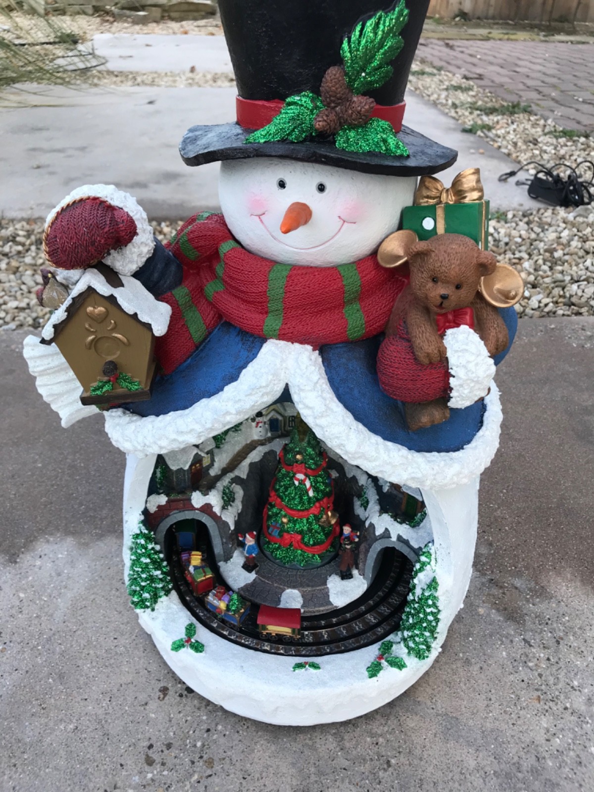 Moments In Time Christmas Decor Snowman Christmas Train Go Round 17″ Tall