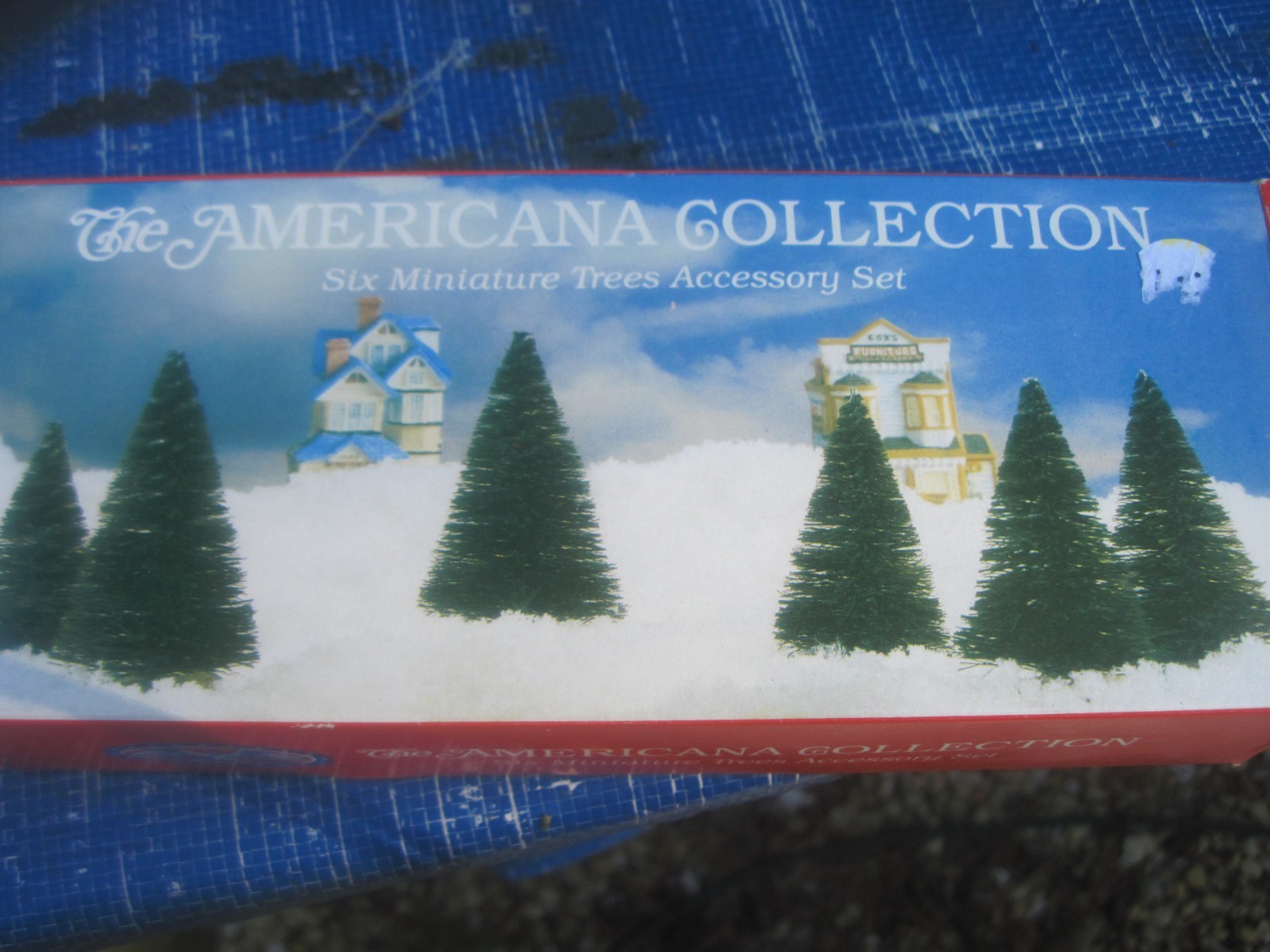 2 THE AMERICANA COLLECTION ~ 6 Miniature BLUE 3″ Tall Trees Sets, Look Unused
