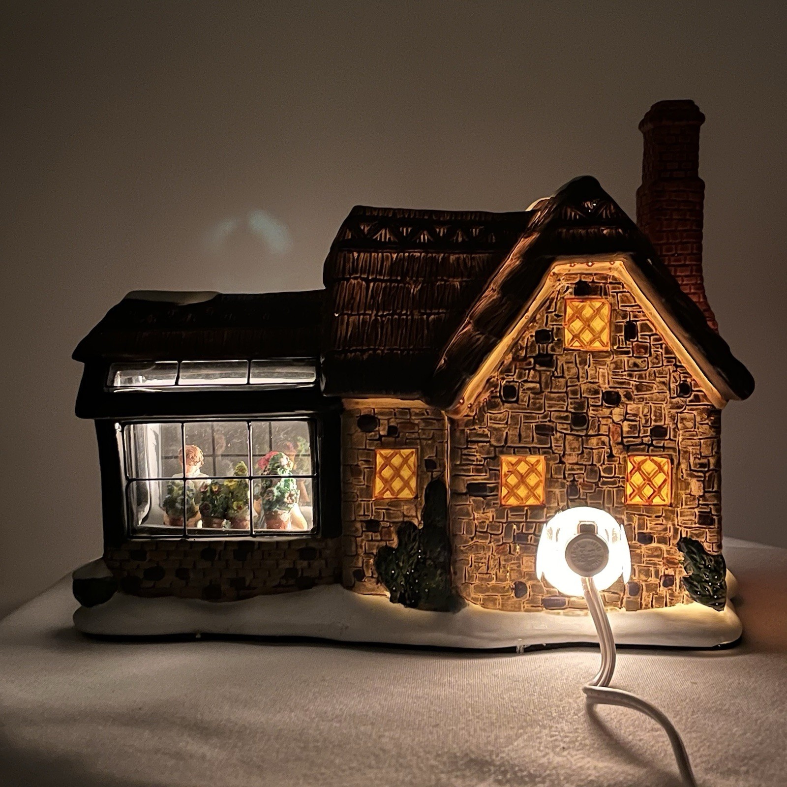 Victorian Village Collectibles Lighted “Flower Shop” With Light Cord- Rare Find