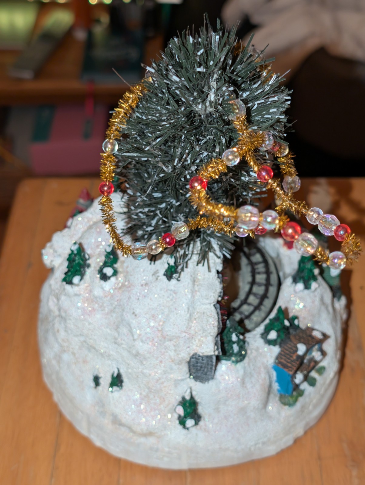 Animated Musical Christmas Village Mountain Train Tunnel Tabletop Decor