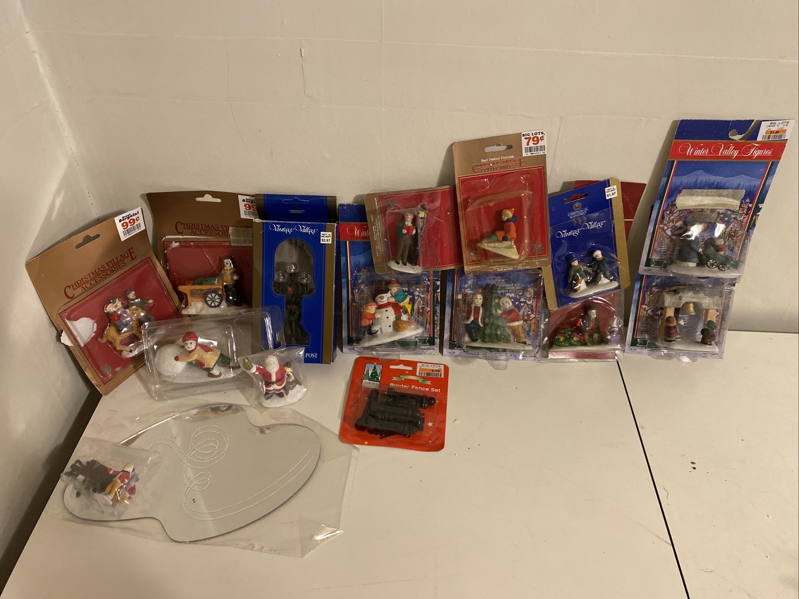 Christmas Village Accessories People Lamp Fence Ice Skate Pond Santa Snow Man