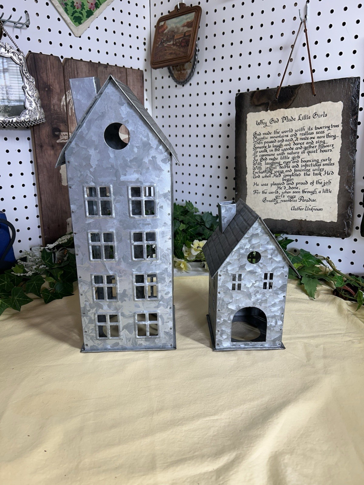 Pottery Barn Galvanized Village House Set of 2